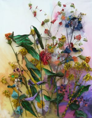 Childhood memories / oil on canvas, dry flowers, glue / 40 x 60 cm / 2016